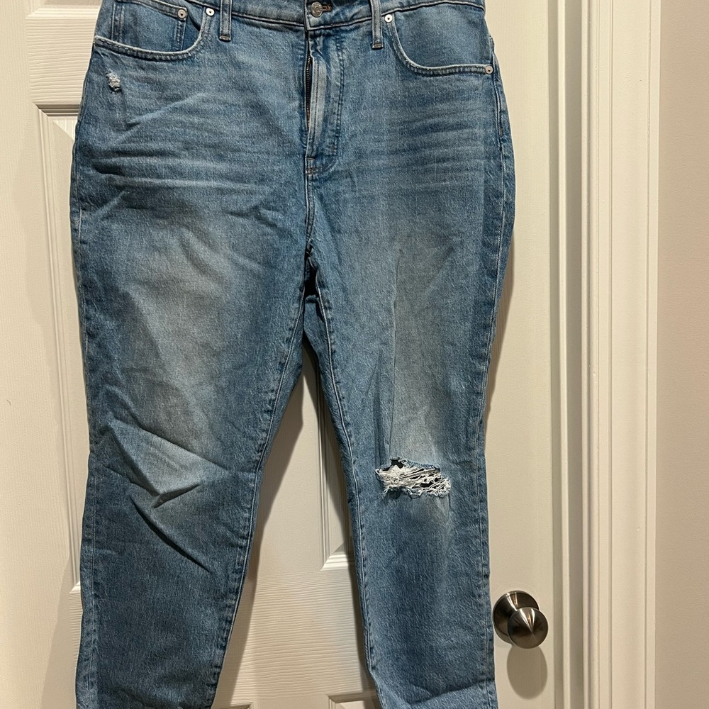 Madewell Blue Ripped Boyfriend Jeans